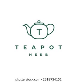 Simple Line art Teapot Logo Design Vector