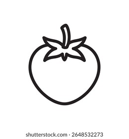 Simple line art tomato icon. Perfect for food, healthy eating, or cooking designs.
