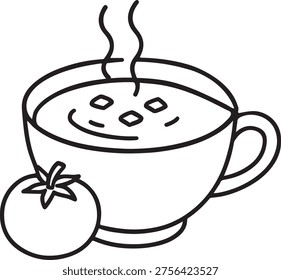 Simple line art tomato