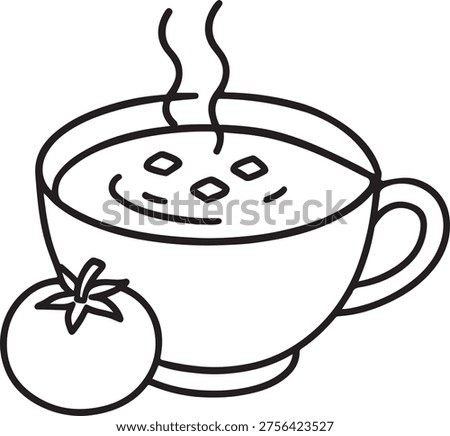 Simple line art tomato soup illustration