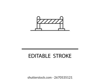 Icono de barrera de tráfico de arte de línea simple para construcción o señalización de seguridad, fácilmente editable.