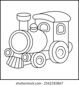 simple line art train illustration for coloring page