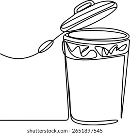 Simples linha arte lixo cesto com design de redemoinho artístico