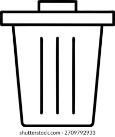 Simple arte lineal de un bote de basura. Este gráfico de Vector escalable es ideal para iconos, diagramas o diseños que necesitan un símbolo de eliminación de residuos. Utilícelo para representar el reciclaje o la limpieza.