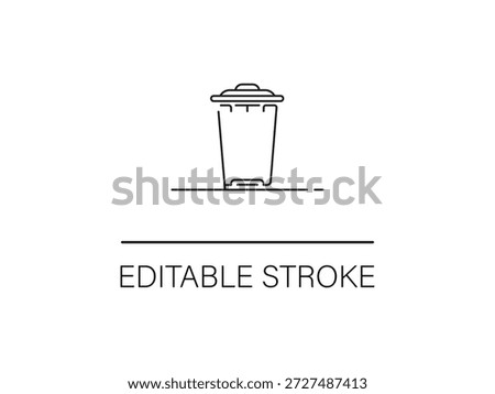 Simple line art trash can icon with editable stroke.