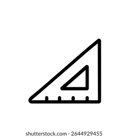 Simple Line Art Triangle Ruler Shape for School Supplies Icon