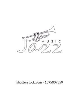 Simple line art trumpet jazz music logo design