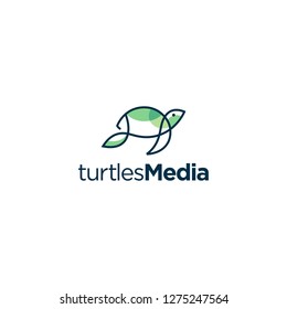 Simple Line Art Turtle Logo Template