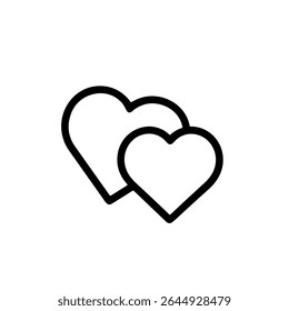 Simples Linha Arte Dois Coração Forma Amor Romance Ícone Minimalista