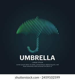 In: Simple Line Art Umbrella. Kreative Umbrella-Logo-Vektorillustration auf dunklem Hintergrund. Regenschirm-Logo-Vektorgrafik-Design-Vorlage - EPS 10