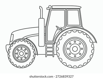 Dibujo de Vector de arte lineal simple de un tractor agrícola moderno
