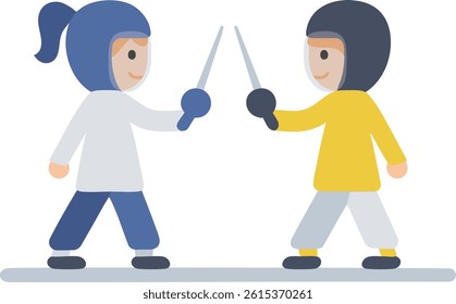 Simple line art vector of Fencing vector illustrations