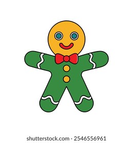 A simple line art vector of a Gingerbread Man on a white background.