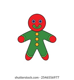 A simple line art vector of a Gingerbread Man on a white background.