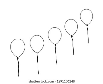 Simple line art vector growth chart in shape of party balloons flying up.