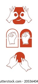 Manos vectoras de línea simple 