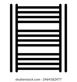 Simple line art vector icon representing a ladder in black and white