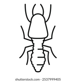 Simple line art vector illustration of a termite insect, good for logos or icons related to pest control