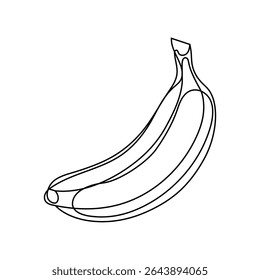 A simple line art vector illustration of a single banana fruit. Perfect for food-related designs, graphics, and educational materials.