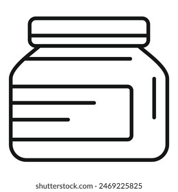 Simple line art vector of a jar with a blank label, isolated on a white background