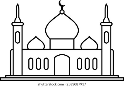 Simple line art vector mosque icon for commercial use