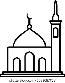 Simple line art vector mosque icon for commercial use