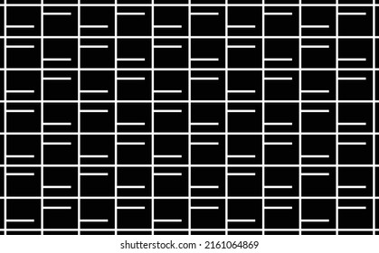 Simple line art vector pattern. Square tiled black and white pattern resembled windows. Tabulation or data table template.