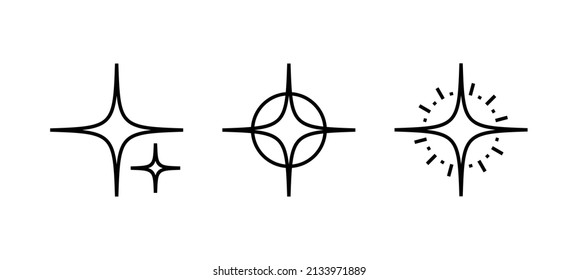 Simple line art vector of sparkling stars. Perfect for decorative icon, design element and other uses.