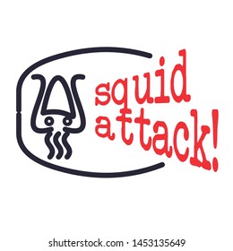 Simple line art vector of squid represents the  sea creature to describe sea food restaurant logo - Vector
