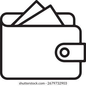 Icono de billetera de arte de línea simple lleno de efectivo