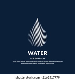 simple line art Water drop Logo design vector template. water logotype design vector illustration on dark background. EPS 10