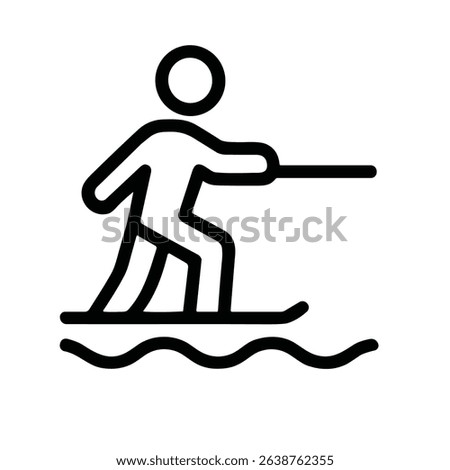 Simple Line Art Waterskiing Person Outline Sport Recreation Icon Illustration