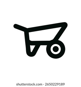 Simple Line Art Wheelbarrow Outline Black and White Farm Icon
