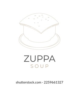 Simple Line Art  Zuppa Soup Vector Illustration Logo