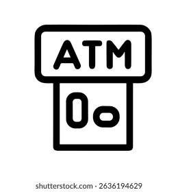 Simple Line ATM Machine Minimalist Interface Symbol Shape Icon