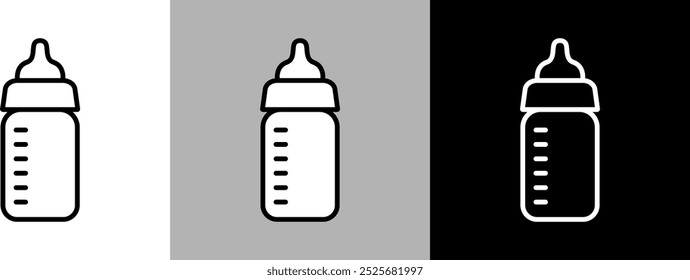 Simple line baby bottle vector icon.