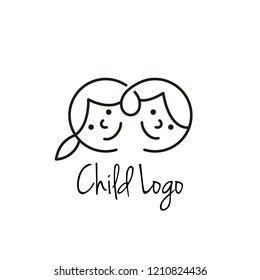 simple line baby kids  logo