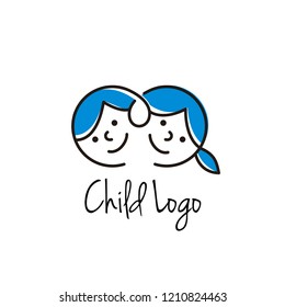 simple line baby kids  logo