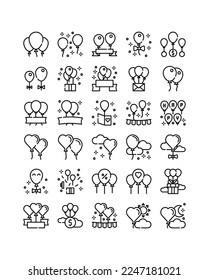 einfaches Line-Ballon-Symbol-Paket, Vektorgrafik-Dekorhintergrund