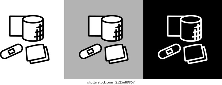 Simple line bandages and plasters, gauze vector icon.