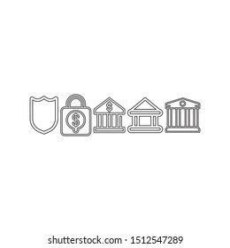 simple line bank icon set design 
