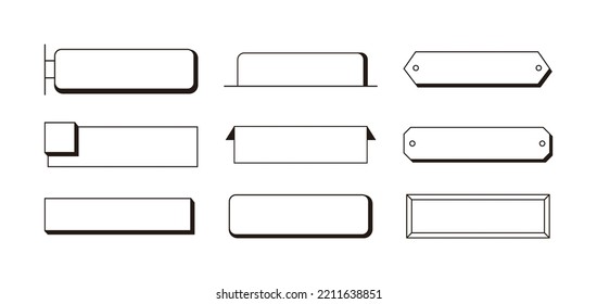 Banner de línea simple, etiqueta, marco, barra, botón, elemento de diseño de etiqueta conjunto de iconos para diseño web y aplicación.