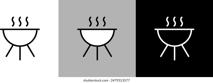 Simple line barbecue grill vector icon.
