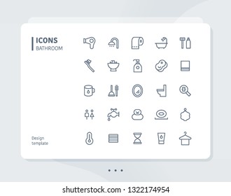 Simple line bathroom icon set. flat design style minimal vector illustration