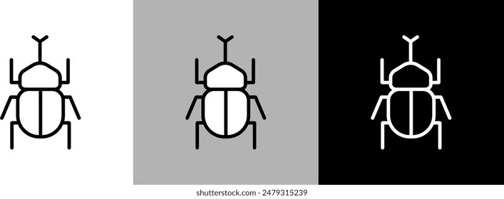 Simple line beetle vector icon.