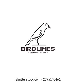 simple line bird canary logo design 