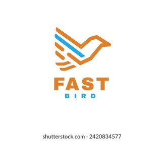 simple line bird flying fast logo icon symbol design template illustration inspiration