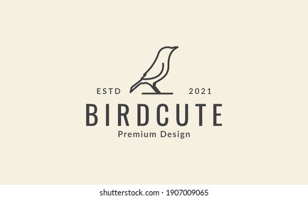 símbolo de logotipo único de línea simple raven pájaros icono de diseño gráfico vectorial
