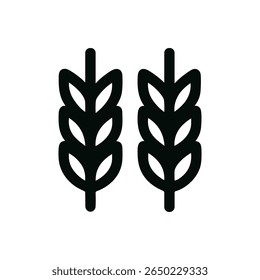 Simple Line Black Two Wheat Stalks Minimalist Agriculture Food Icon