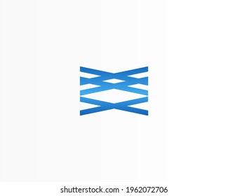 simple line and blue concept logo design template
